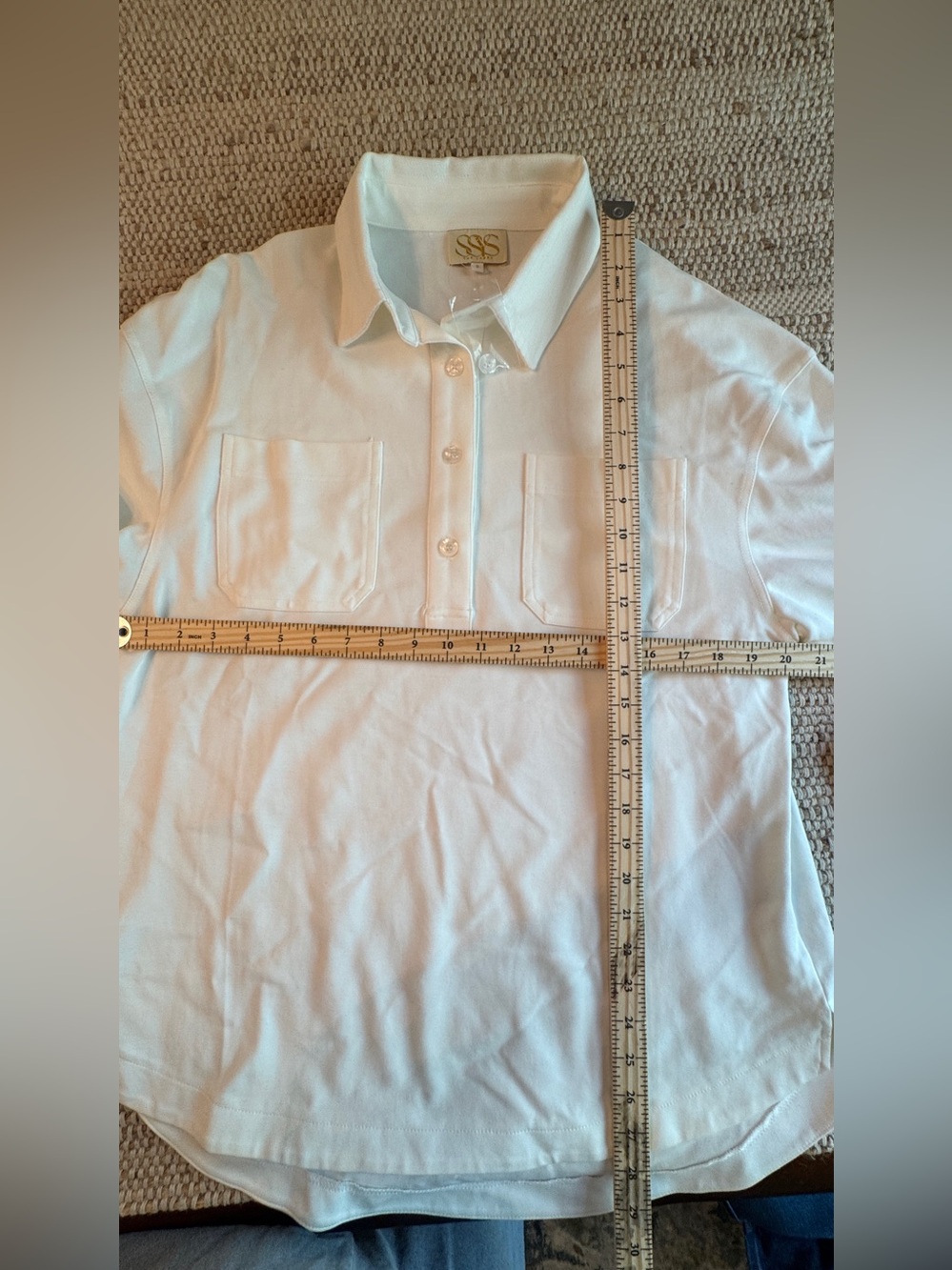 SSYS Emilia Collared Front Pocket Top Ivory Small NWOT - Picture 7 of 8